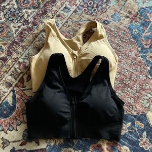 Hiking Gril Women's Zip Front Sports Bra Wireless Post-Surgery Yoga Bras